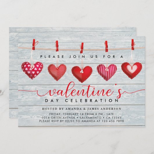 Valentinstag-Party Einladung (Vorne/Hinten)