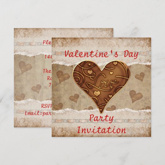 Valentinstag-Party Einladung (Vorne/Hinten)