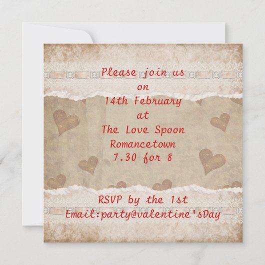 Valentinstag-Party Einladung (Rückseite)