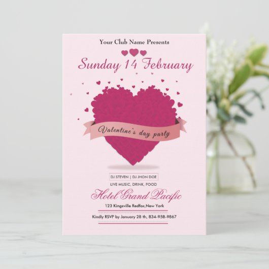 Valentinstag Party Einladung (Stehend Vorderseite)