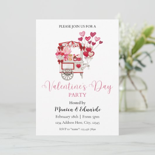 Valentinstag-Party Einladung (Stehend Vorderseite)