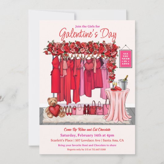 Valentinstag Party Einladung (Vorderseite)