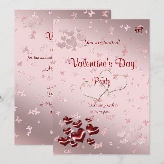Valentinstag-Party Einladung (Vorne/Hinten)