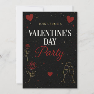 Valentinstag-Party Einladung  Black&Gold Luxe