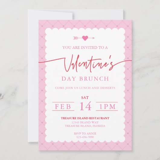 Valentinstag Party Einladung Brunch (Vorderseite)