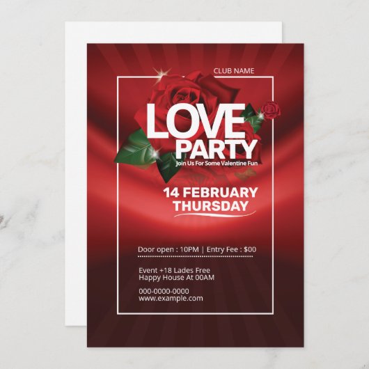 Valentinstag Party Einladung Flyer (Vorne/Hinten)