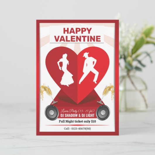 Valentinstag Party Einladung Flyer (Stehend Vorderseite)