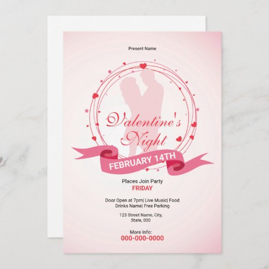 Valentinstag Party Einladung Flyer (Vorne/Hinten)