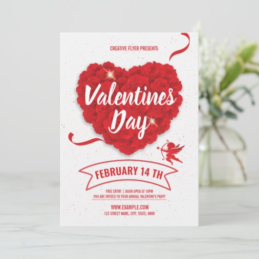 Valentinstag Party Einladung Flyer (Stehend Vorderseite)