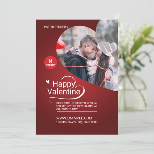 Valentinstag Party Einladung Flyer (Stehend Vorderseite)