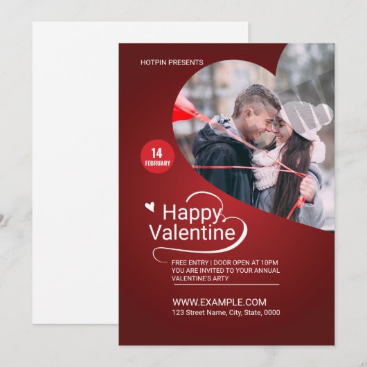 Valentinstag Party Einladung Flyer (Vorne/Hinten)