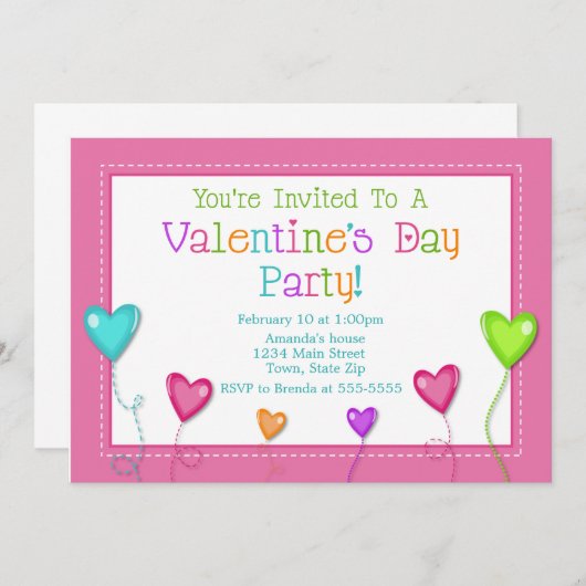 Valentinstag Party Einladung, Herzklopfen Einladung (Vorne/Hinten)