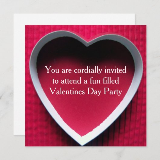 Valentinstag Party Einladung Rotes Herz Design (Vorne/Hinten)