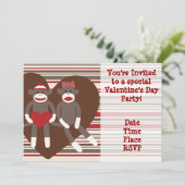 Valentinstag-Party Einladungen des Sock-Affen (Stehend Vorderseite)