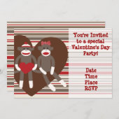 Valentinstag-Party Einladungen des Sock-Affen (Vorne/Hinten)