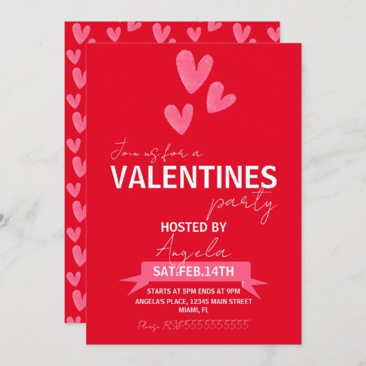 Valentinstag Party Event Business Einladung (Vorne/Hinten)