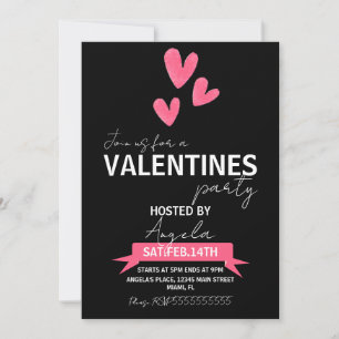 Valentinstag-Party-Event Pink Schwarz Einladung