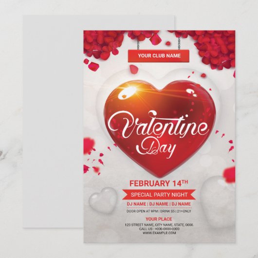Valentinstag Party Flyer Einladung (Vorne/Hinten)