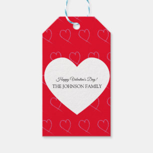 Valentinstag Party Handgezeichnete Herzen Weißrot Geschenkanhänger