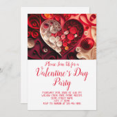 Valentinstag Party Herzthema Einladung (Vorne/Hinten)