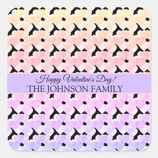 Valentinstag Party Hört Regenbogenmuster Quadratischer Aufkleber (Vorderseite)