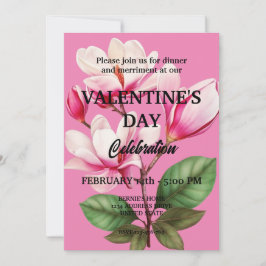 VALENTINSTAG PARTY MIT PINK-BLUME EINLADUNG