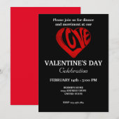 VALENTINSTAG PARTY MIT RETRO HERZ EINLADUNG (Vorne/Hinten)