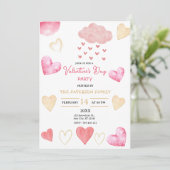 Valentinstag Party mit Rot- und Goldherzen Einladung (Stehend Vorderseite)