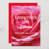 VALENTINSTAG PARTY MIT ROTE ROSE EINLADUNG (Vorne/Hinten)