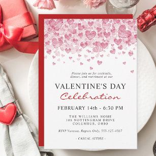 Valentinstag Party mit Rotem Herzen Einladung