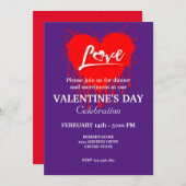 VALENTINSTAG PARTY MIT ROTER HERZ LIEBE EINLADUNG (Vorne/Hinten)