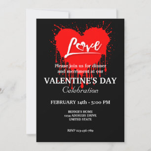 VALENTINSTAG PARTY MIT ROTER HERZ LIEBE EINLADUNG