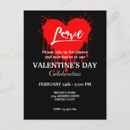 VALENTINSTAG PARTY MIT ROTER HERZ LIEBE POSTKARTE
