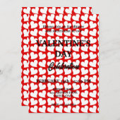 VALENTINSTAG PARTY MIT WEISSEN HERZEN IN ROT EINLADUNG (Vorne/Hinten)