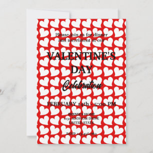 VALENTINSTAG PARTY MIT WEISSEN HERZEN IN ROT EINLADUNG