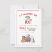 Valentinstag Party Owl Geachtete Einladung (Vorderseite)