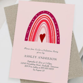 Valentinstag Party Pink Boho Regenbogen Einladung