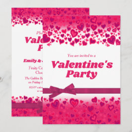 Valentinstag Party rosa Herzen und Bogen Einladung