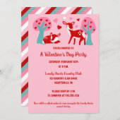 Valentinstag Party Rosa Niedliches Hirsch Einladung (Vorne/Hinten)