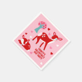 Valentinstag Party Rosa Niedliches Hirsch Serviette (Ecke)