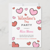 Valentinstag Party Rosa Rote Herzen Einladung (Vorderseite)