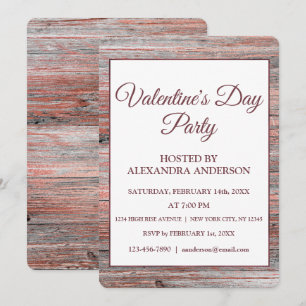 Valentinstag Party Rose Goldene Foil & Rustikales  Einladung