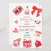 Valentinstag Party rot und rosa Einladung (Vorne/Hinten)