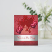 Valentinstag Party Rote Liebe Herzblasen Einladung (Stehend Vorderseite)