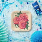 Valentinstag Party Teller mit rosa Rosen (Party)