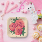 Valentinstag Party Teller mit rosa Rosen (Party)