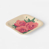 Valentinstag Party Teller mit rosa Rosen (Gewinkelt)