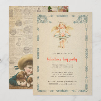 Valentinstag Party Vintage Cupid Rosen Antik Einladung