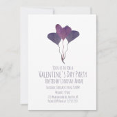 Valentinstag Party Wasserfarben Lila Einladung (Vorderseite)