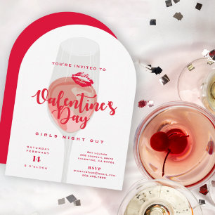 Valentinstag Party Wasserfarben Rosa Rosé Einladung